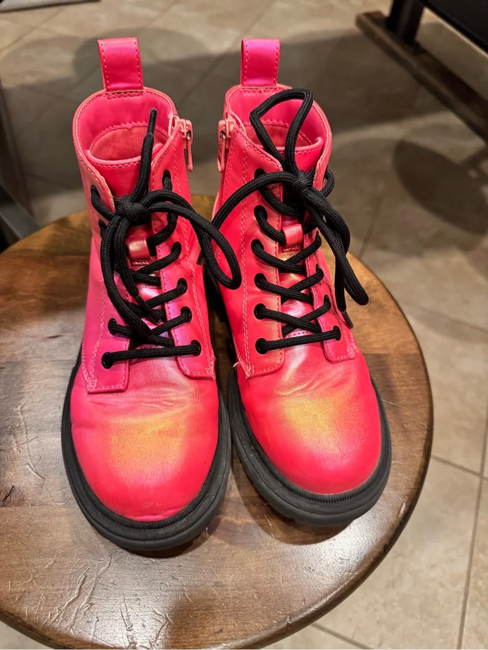 Art Class Bright Coral Pink Combat Boots